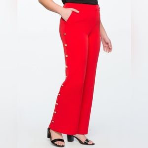 Wide Leg Trouser With Side Button Detail